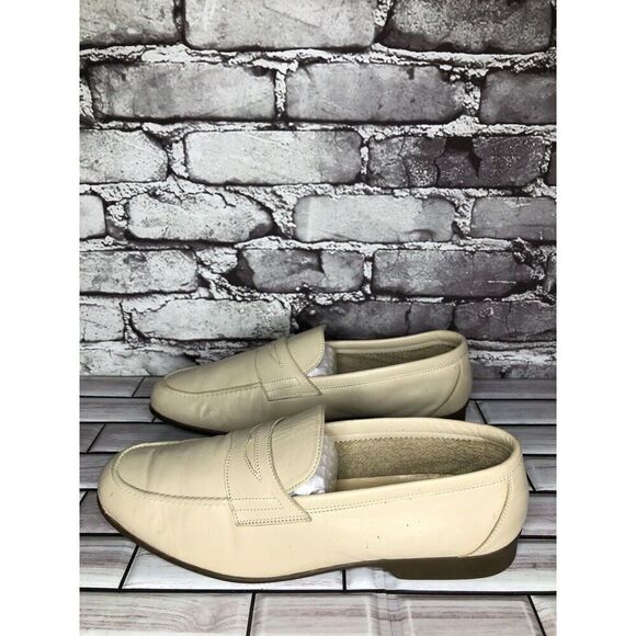 Caporicci Ivory Leather Casual Penny Loafers Driving Shoes Men’s Sz 42EU/9M US - Picture 1 of 16